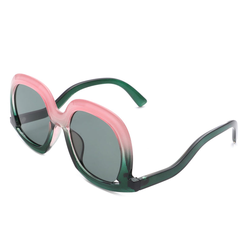 Lumisilk - Women Round Oversize Geometric Irregular Fashion Sunglasses-7