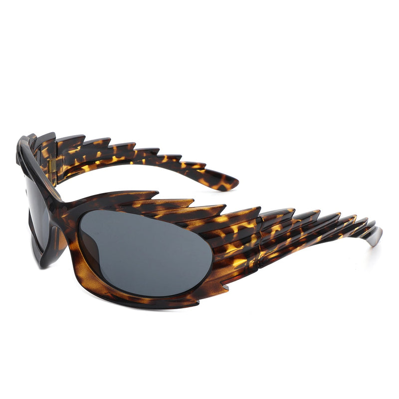 Sparkify - Wrap Around Oval Spike Oversize Fashion Sunglasses-7