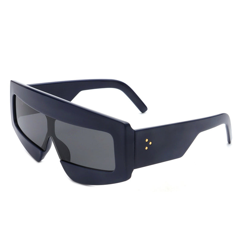 Celestia - Rectangle Chunky Oversize Square Tinted Flat Top Sunglasses-8