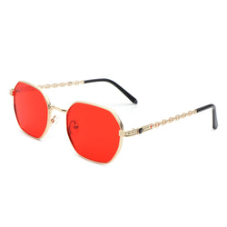 Mythique - Geometric Round Tinted Chain Link Design Sunglasses-0