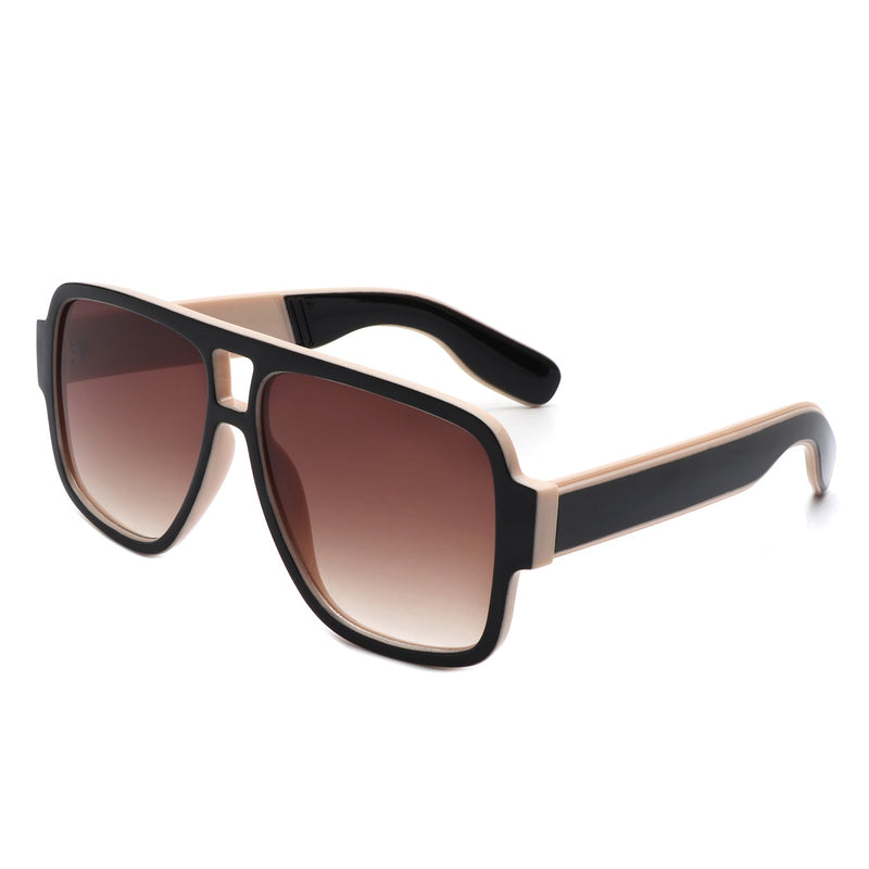 Stardawn - Retro Square Oversize Flat Top Tinted Aviator Sunglasses-7