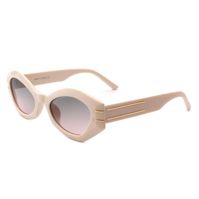 Elysiant - Geometric Oval Slim Fashion Round Cat Eye Sunglasses-6