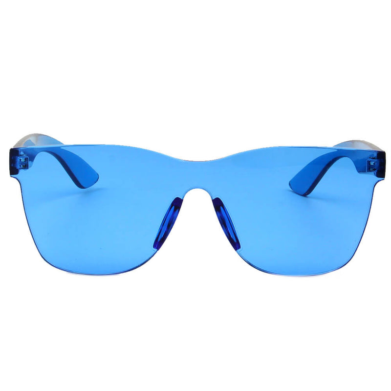 LEMOORE | Retro Flat Lens Candy Color Square Rimless Tinted Colorful Lenses Sunglasses-7