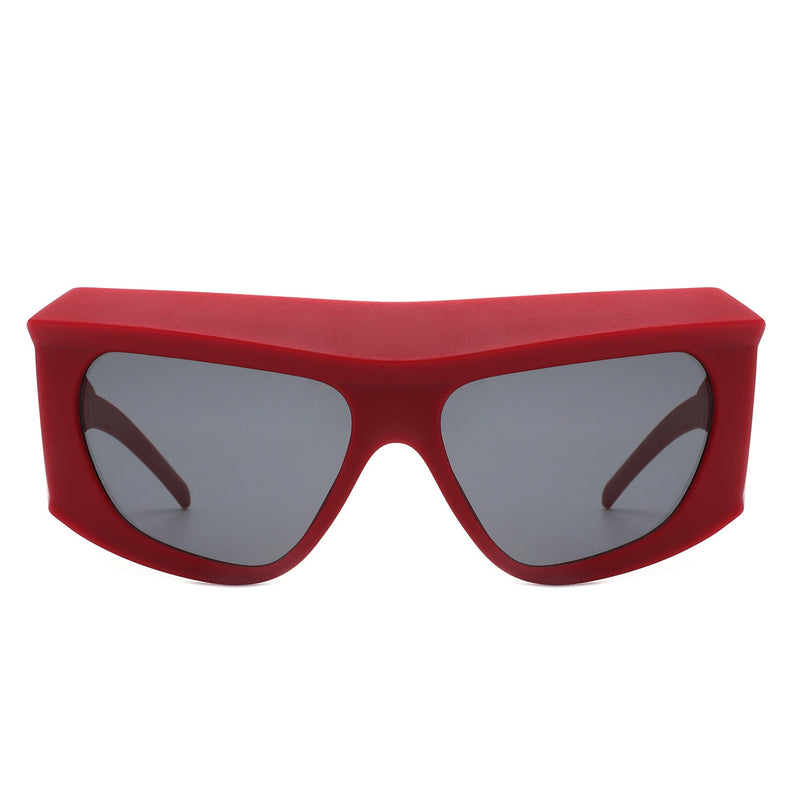 Thalia - Square Chunky Wrap Around Tinted Oversize Fashion Sunglasses-8