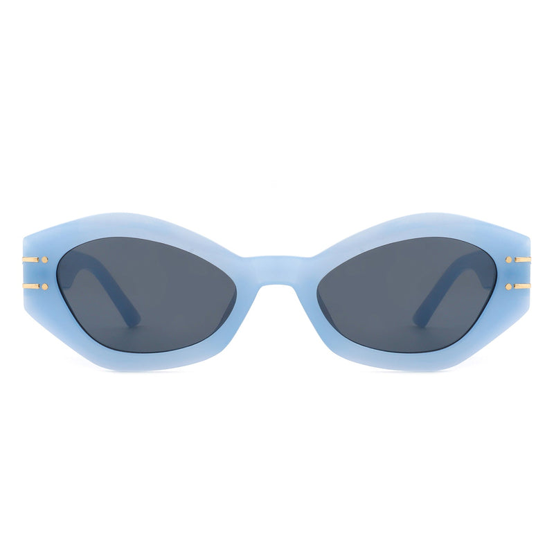 Elysiant - Geometric Oval Slim Fashion Round Cat Eye Sunglasses-9