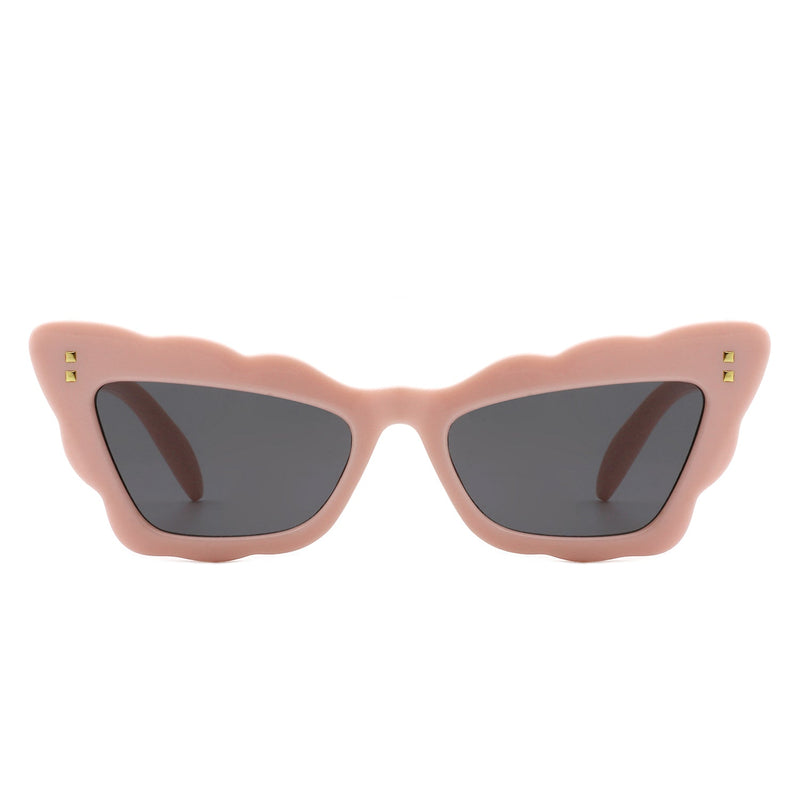 Radiance - Women Irregular Butterfly Wavy Frame Tinted Fashion Cat Eye Sunglasses-8