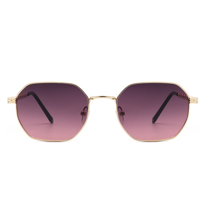 Mythique - Geometric Round Tinted Chain Link Design Sunglasses-8