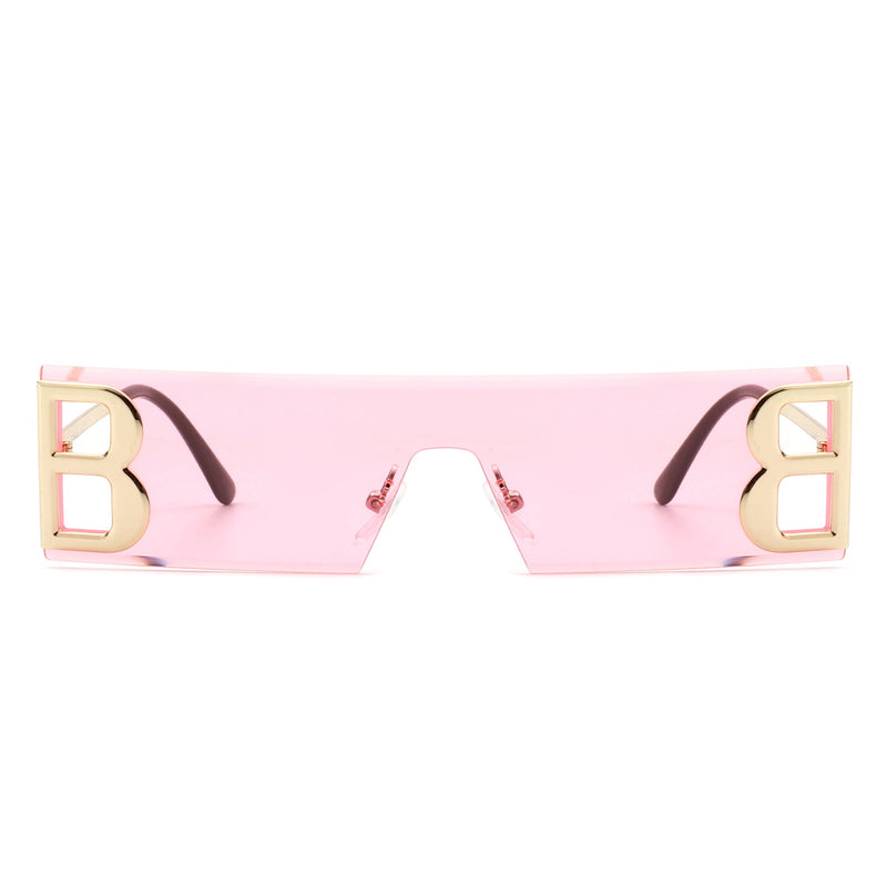 Rainbowx - Rimless Rectangle Flat Top Tinted Fashion Sunglasses-8