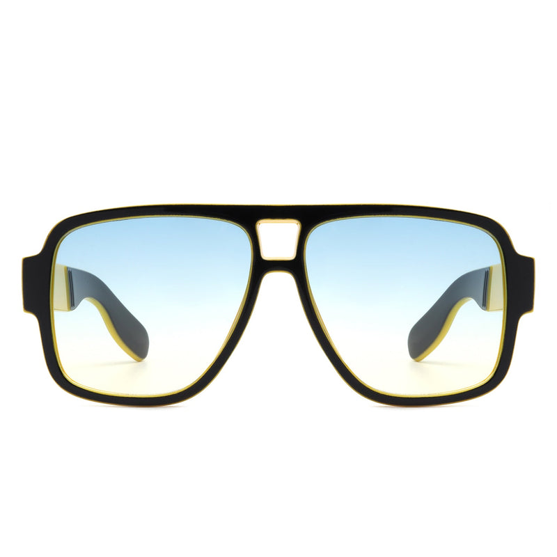 Stardawn - Retro Square Oversize Flat Top Tinted Aviator Sunglasses-8