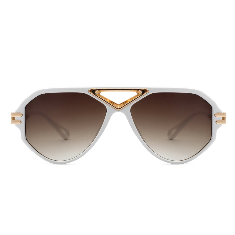 Unityth - Geometric Retro Round Vintage Fashion Aviator Sunglasses-8