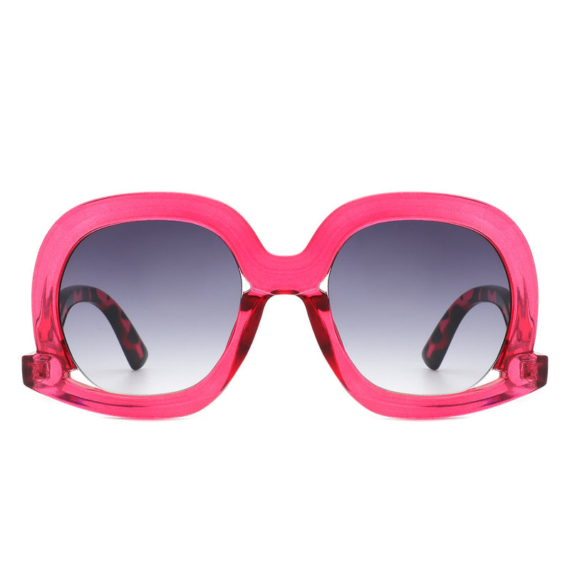Lumisilk - Women Round Oversize Geometric Irregular Fashion Sunglasses-8