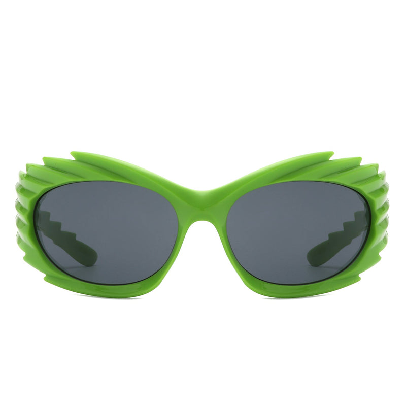 Sparkify - Wrap Around Oval Spike Oversize Fashion Sunglasses-8