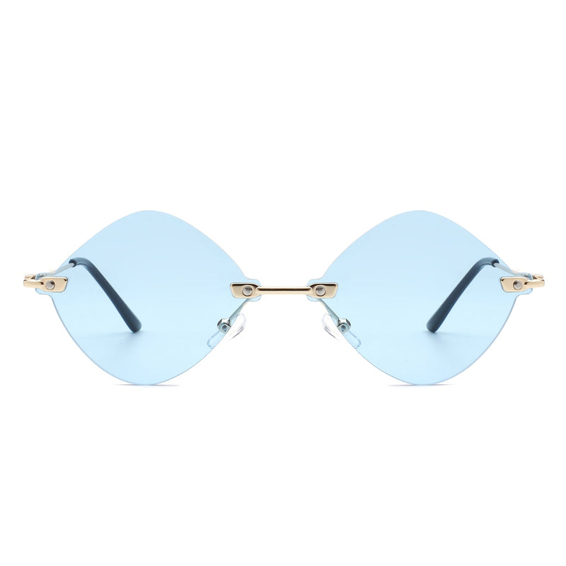 Bluewave - Rimless Retro Round Geometric Frameless Tinted Fashion Sunglasses-8