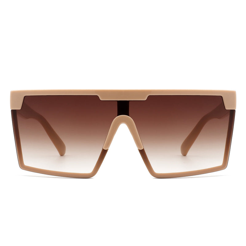 Vitalize - Oversize Retro Square Flat Top Tinted Fashion Women Sunglasses-8