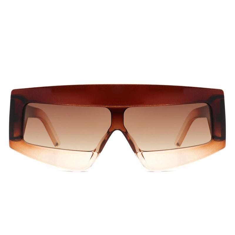 Celestia - Rectangle Chunky Oversize Square Tinted Flat Top Sunglasses-11