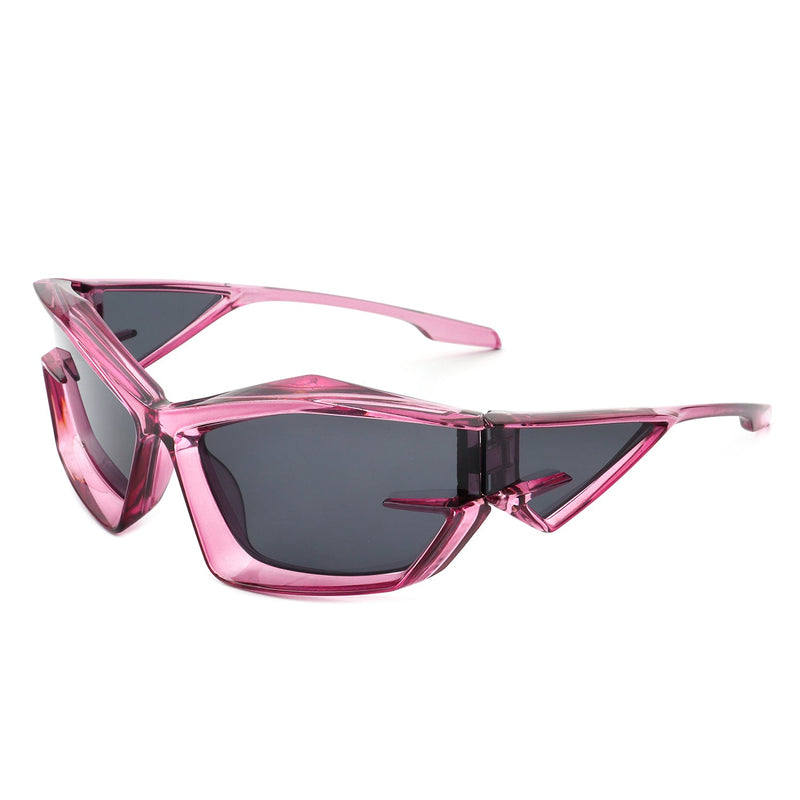 Pollich - Futuristic Rectangle Geometric Chunky Square Fashion Sunglasses-8