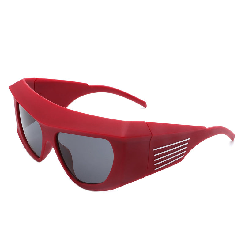 Thalia - Square Chunky Wrap Around Tinted Oversize Fashion Sunglasses-9