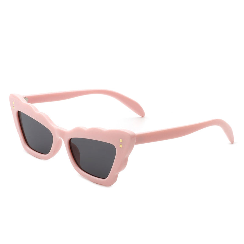 Radiance - Women Irregular Butterfly Wavy Frame Tinted Fashion Cat Eye Sunglasses-9
