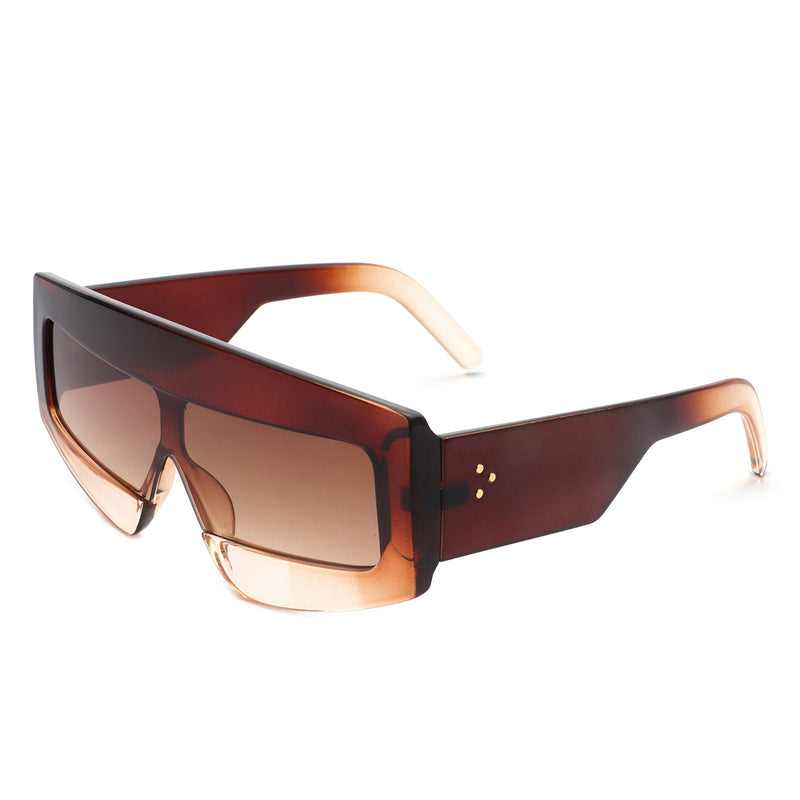 Celestia - Rectangle Chunky Oversize Square Tinted Flat Top Sunglasses-10