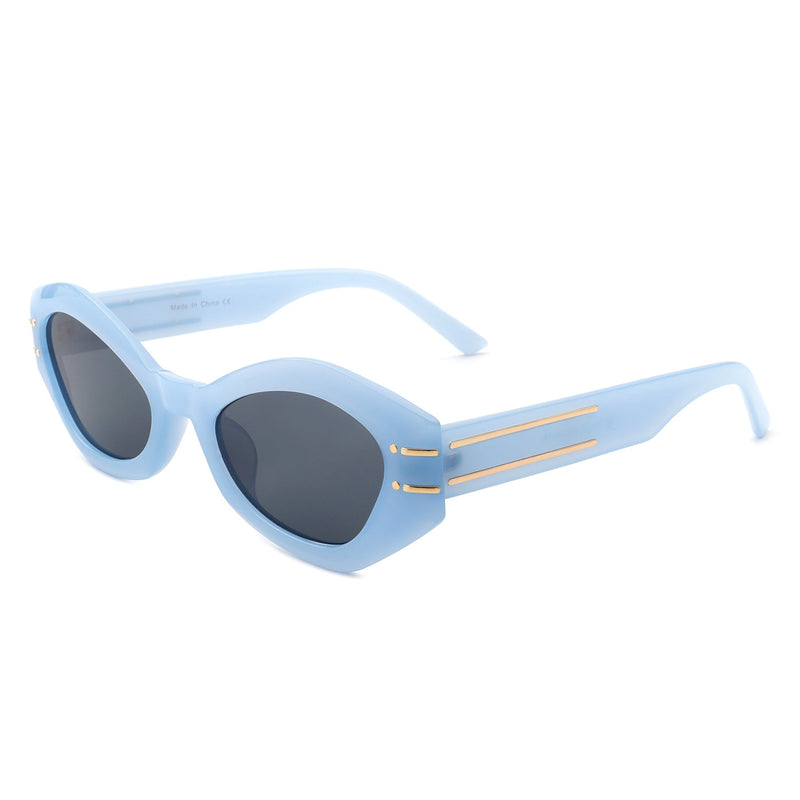 Elysiant - Geometric Oval Slim Fashion Round Cat Eye Sunglasses-8