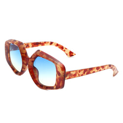 Yvaine - Oversize Geometric Fashion Hexagonal Flat Top Sunglasses-0