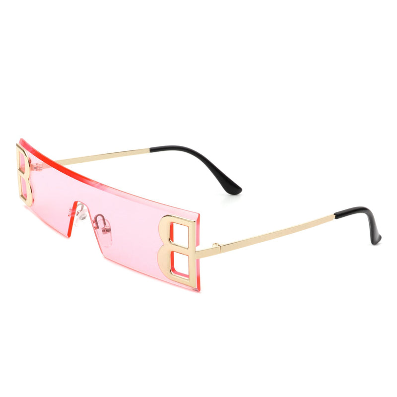 Rainbowx - Rimless Rectangle Flat Top Tinted Fashion Sunglasses-9