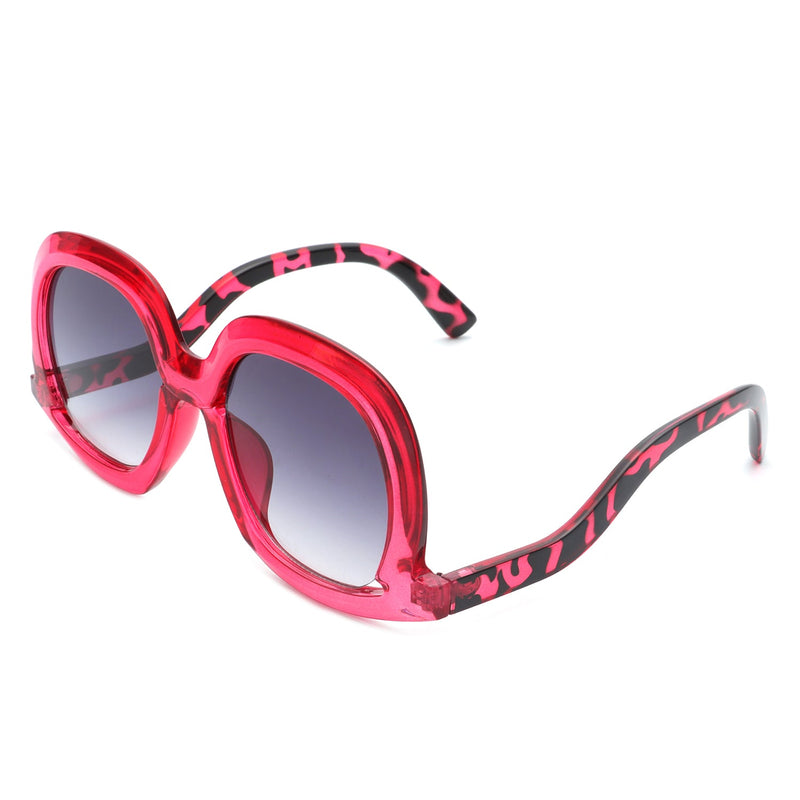 Lumisilk - Women Round Oversize Geometric Irregular Fashion Sunglasses-9
