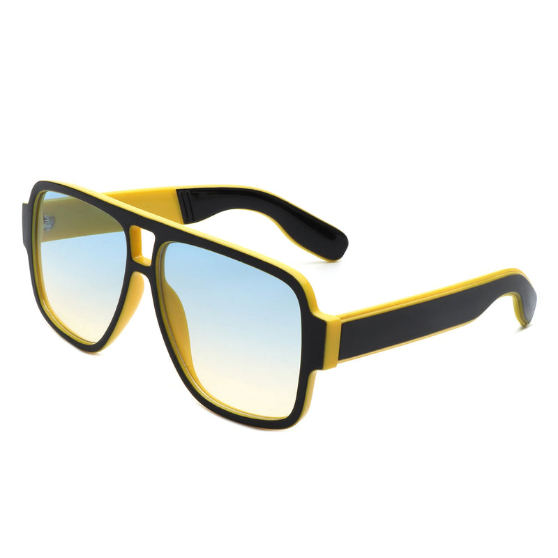 Stardawn - Retro Square Oversize Flat Top Tinted Aviator Sunglasses-9