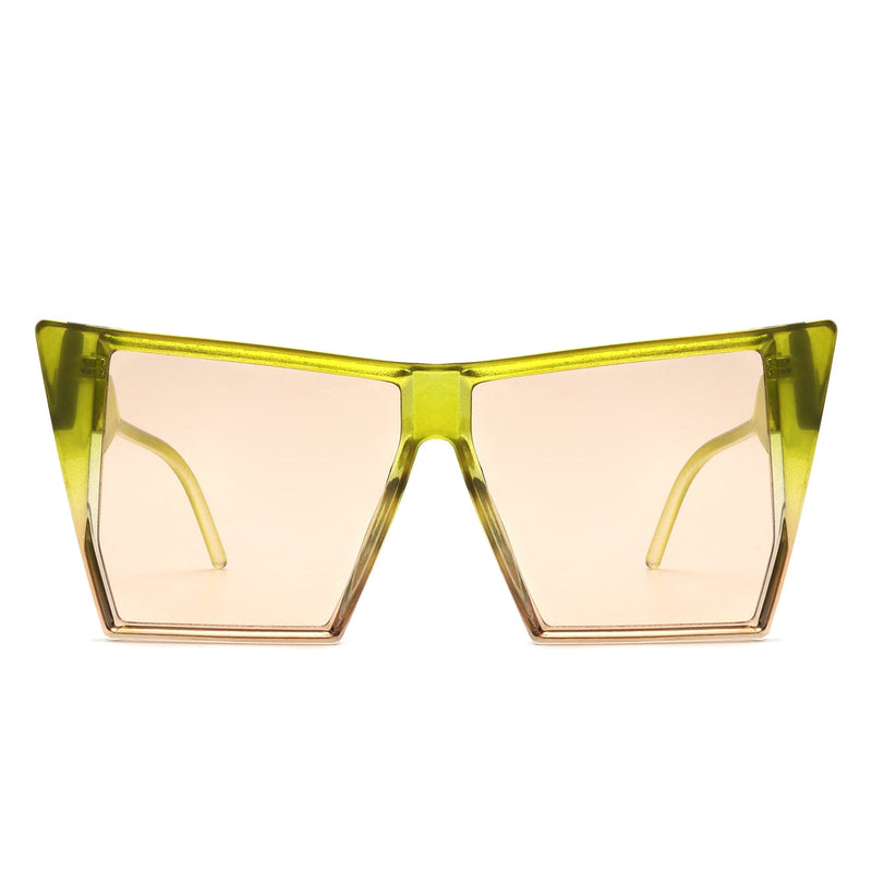 Skyhaste - Women Square Oversize Flat Top Fashion Sunglasses-3