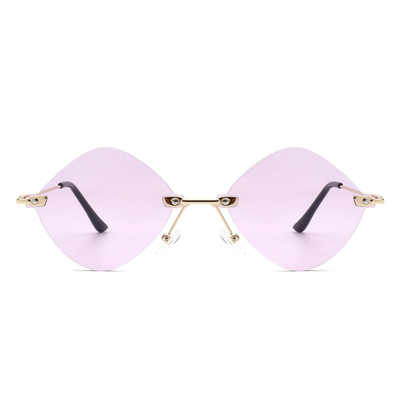 Bluewave - Rimless Retro Round Geometric Frameless Tinted Fashion Sunglasses-10