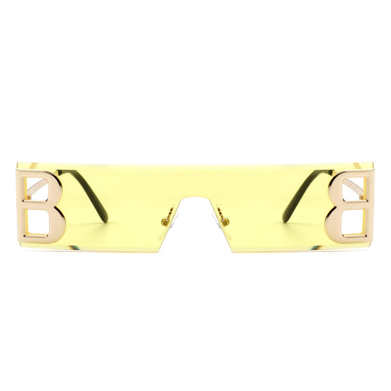 Rainbowx - Rimless Rectangle Flat Top Tinted Fashion Sunglasses-10