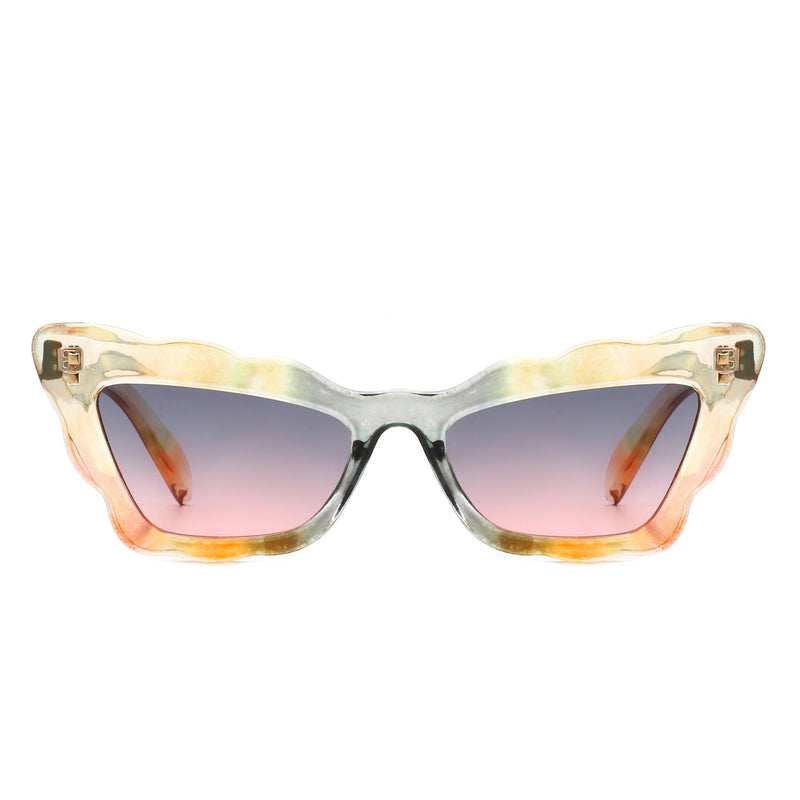Radiance - Women Irregular Butterfly Wavy Frame Tinted Fashion Cat Eye Sunglasses-10