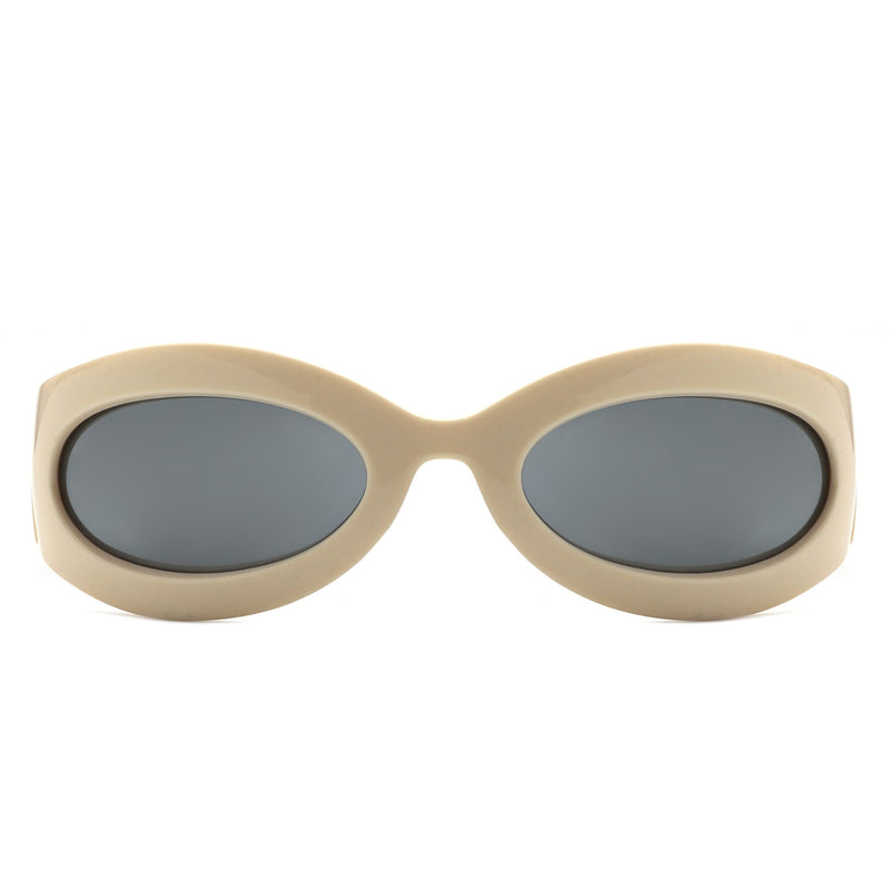Albion - Oval Wrap Around Retro Round Fashion Sunglasses-11