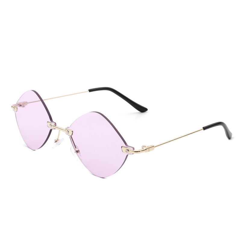 Bluewave - Rimless Retro Round Geometric Frameless Tinted Fashion Sunglasses-11