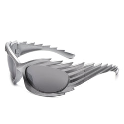 Nightgle - Rectangle Wrap Around Sport Oval Spike Fashion Sunglasses-0