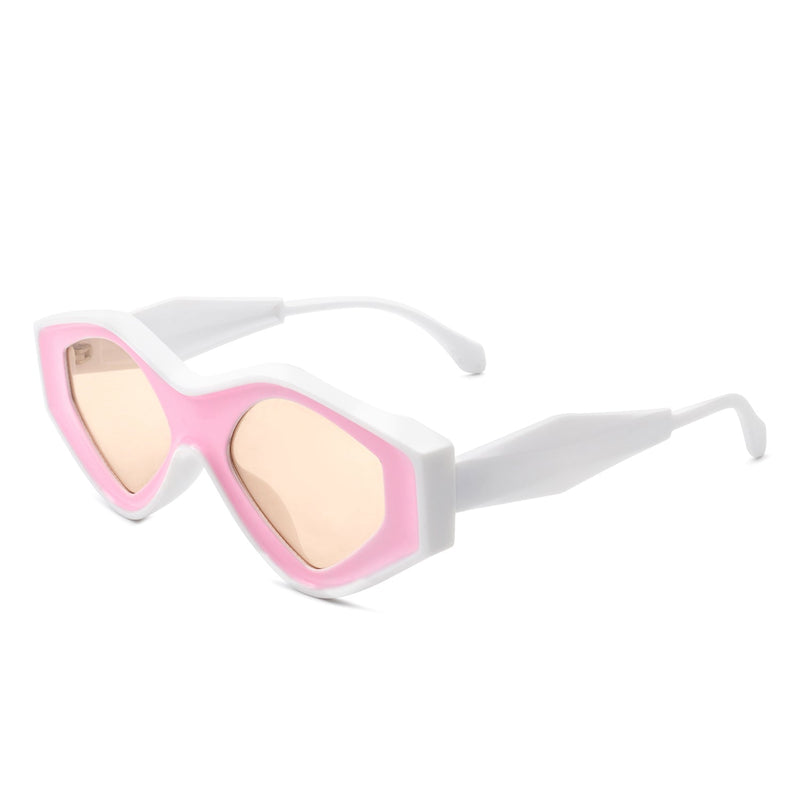Rosedawn - Futuristic Square Retro Chunky Irregular Geometric Sunglasses-10