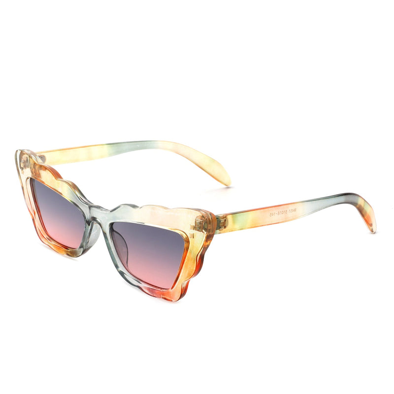 Radiance - Women Irregular Butterfly Wavy Frame Tinted Fashion Cat Eye Sunglasses-11