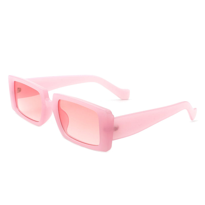 Oceanica -  Retro Rectangle Flat Top Fashion Tinted Square Sunglasses-11