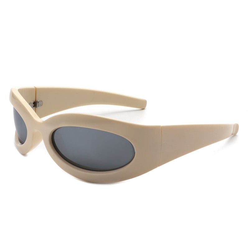 Albion - Oval Wrap Around Retro Round Fashion Sunglasses-10