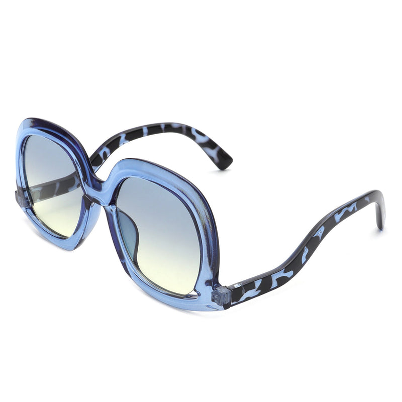 Lumisilk - Women Round Oversize Geometric Irregular Fashion Sunglasses-11