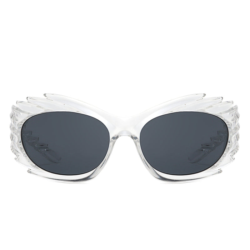 Sparkify - Wrap Around Oval Spike Oversize Fashion Sunglasses-12