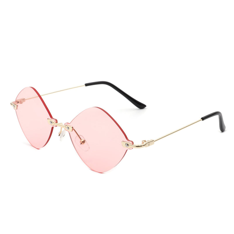 Bluewave - Rimless Retro Round Geometric Frameless Tinted Fashion Sunglasses-13