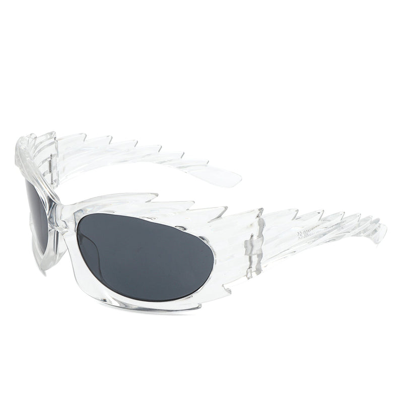 Sparkify - Wrap Around Oval Spike Oversize Fashion Sunglasses-13
