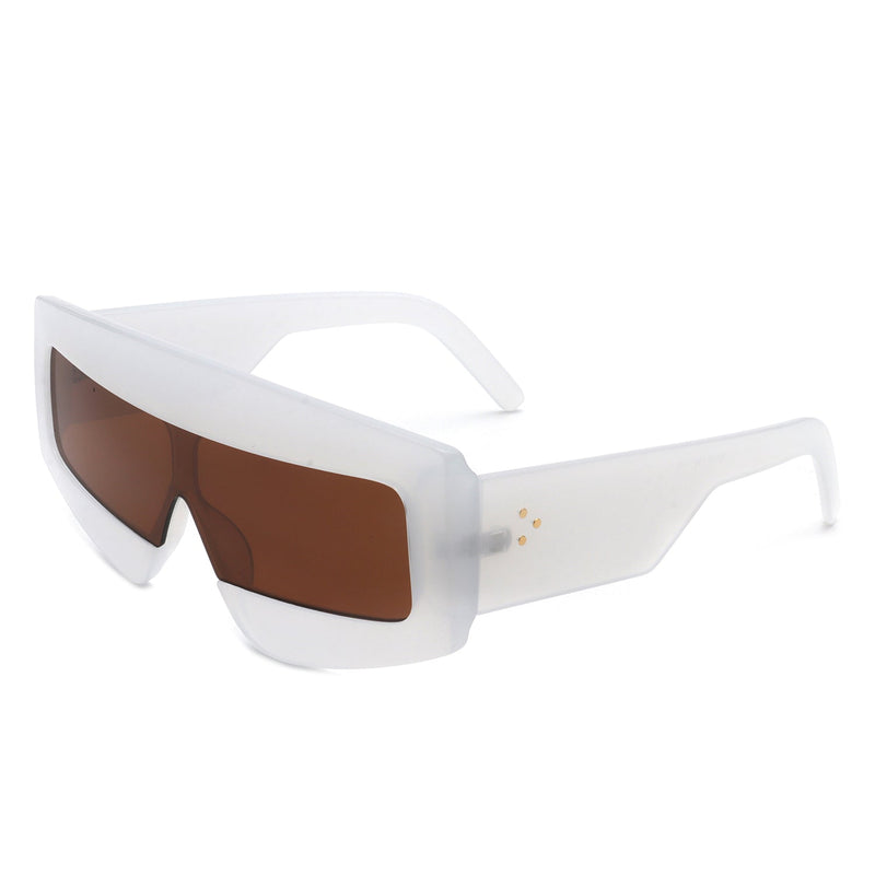 Celestia - Rectangle Chunky Oversize Square Tinted Flat Top Sunglasses-0
