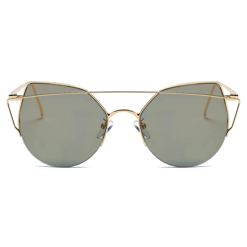 DILLON | Modern Cat Eye Mirrored Flat Lens Sunglasses Circle-8