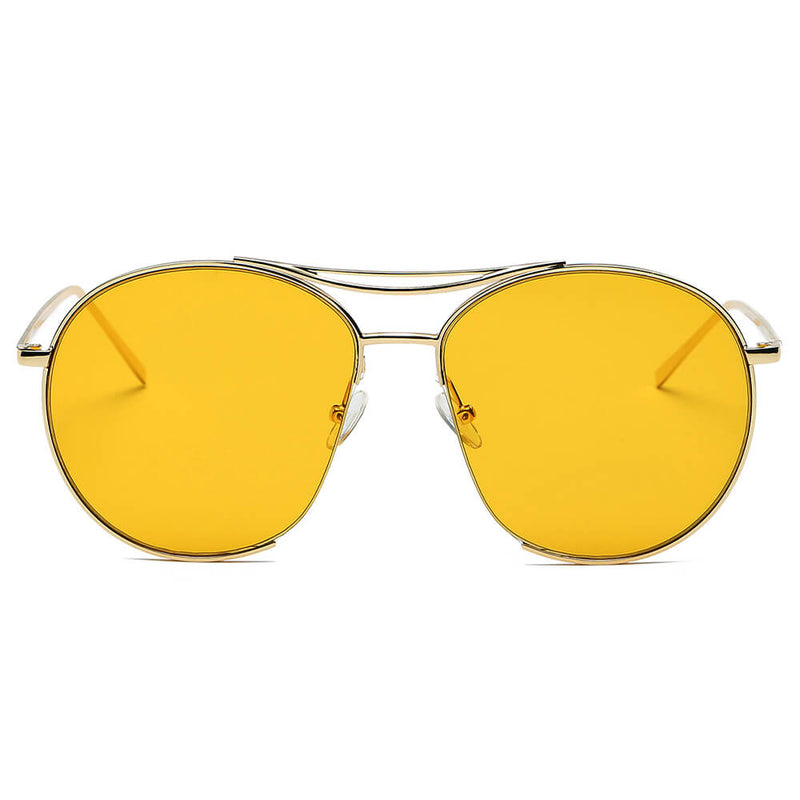 LOUDON | Oversize Tinted Lens Round Aviator Sunglasses-7