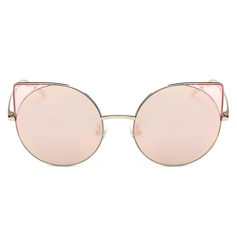 DUBLIN | Women Mirrored Lens Round Cat Eye Sunglasses-5