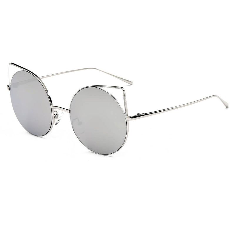 DUBLIN | Women Mirrored Lens Round Cat Eye Sunglasses-8