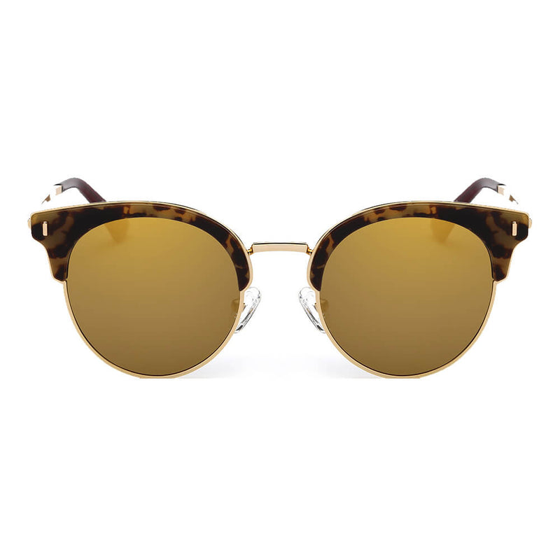 BILOXI | Women Half Frame Round Cat Eye Polarized Sunglasses-1
