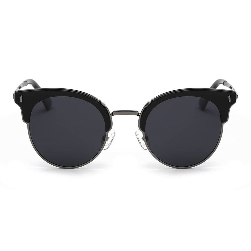 BILOXI | Women Half Frame Round Cat Eye Polarized Sunglasses-3